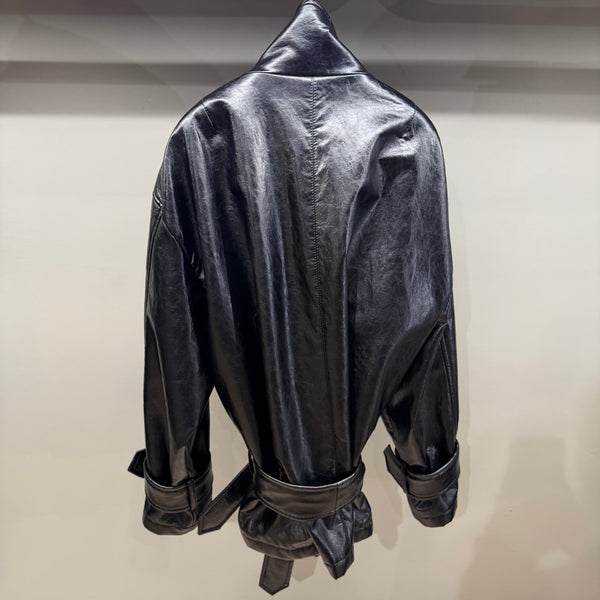BOMBER PELLE METALLO