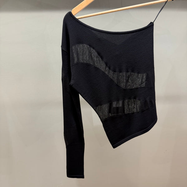 MAGLIA MONOSPALLA CON TRASPARENZE