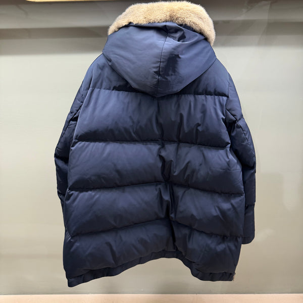 PIUMINO CON CAPPUCCIO IN ECO-PELLICCIA